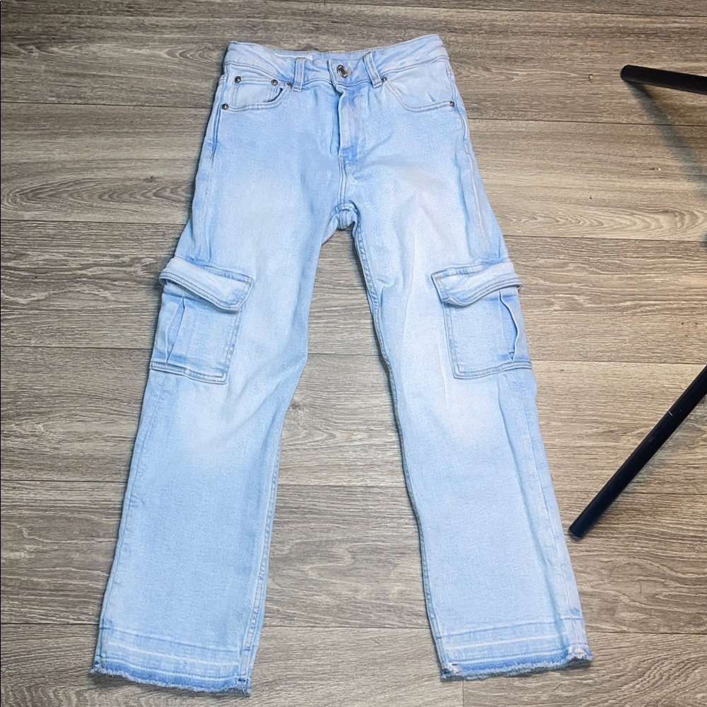 Light Blue Cargo Kids Jeans